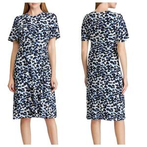 Lauren Ralph Lauren Floral Dress Waist Knot Stretch Jersey Knee Length sz 18W